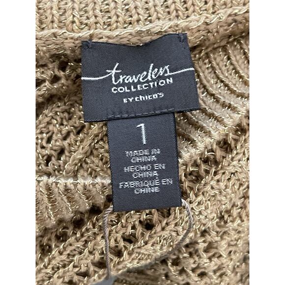Chico's Travelers Gold Shimmer Sweater 1 8/10 M Retails $118.00 - Picture 7 of 7